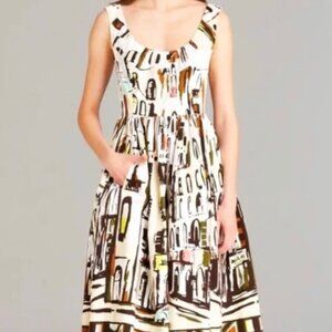 Kate Spade Landscape Havana Cuban Dress 4 Sleeveless Novelty Fit & Flare Pockets